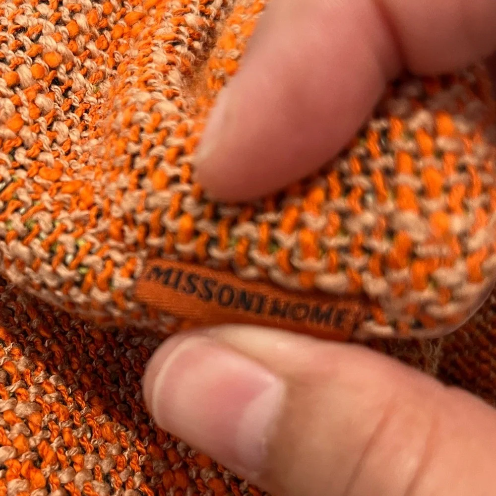 Missoni Home Orange Woven Cotton Throw Pillow‎ with Feather Insert Sz. 22x22